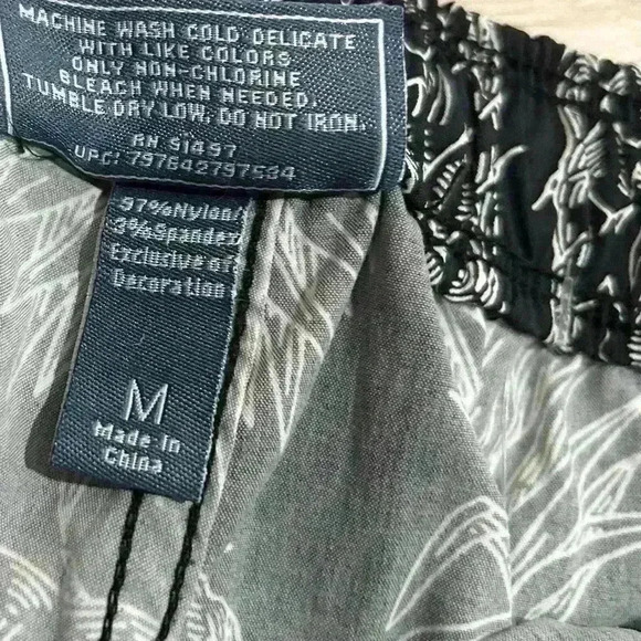 Lauren James Black White Pineapple Print Pull On Drawstring Swim Shorts Size M - Picture 3 of 8